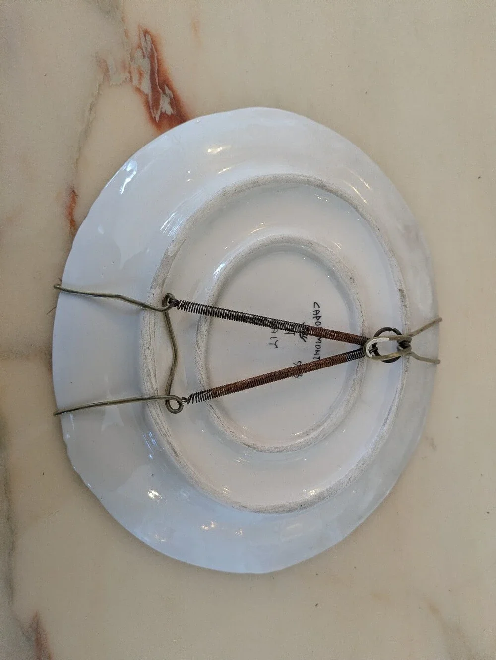 Antique Italian Capodimonte Decorative Hanging Bowl